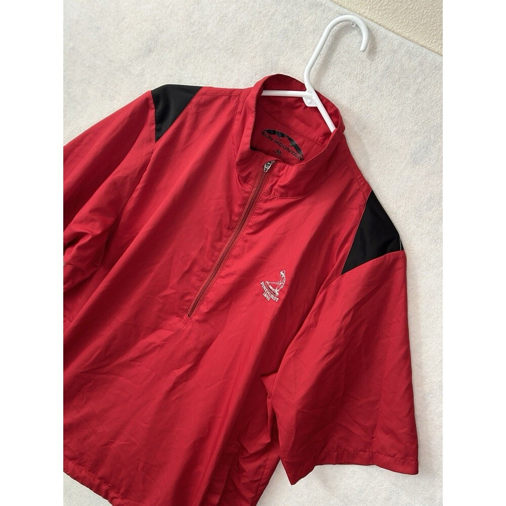 Sun Mountain Pinehurst 1895 Golf Jacket Putter Boy Short Sleeve Half Zip M Red